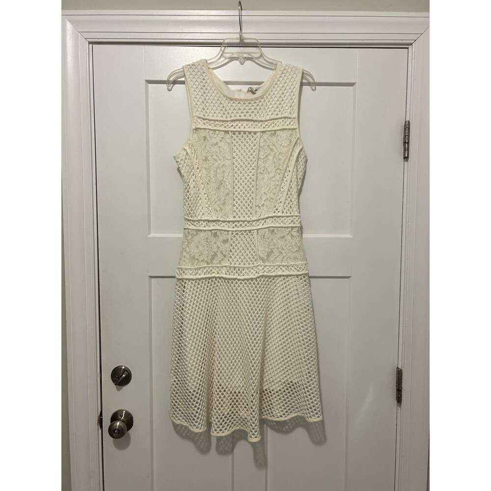 Cato Women's Ivory Cream Beige Sleeveless Lace Dress Size 14 Stretchy Modest